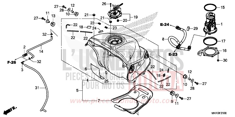 RESERVOIR A CARBURANT/POMPE A CARBURANT de CBR1000RR SP SP1 SP2 PEARL GLARE WHITE (NHB53) 2022